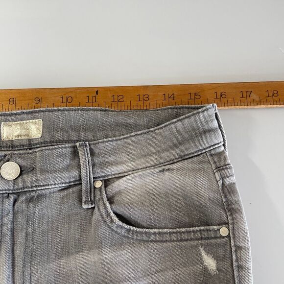 Mother The Dropout Cropped Slim Jeans in a gray "Holy Smokes" wash Sz 27 - Picture 8 of 10